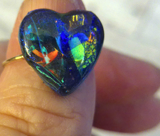 Resin Faux-opal Heart Ring